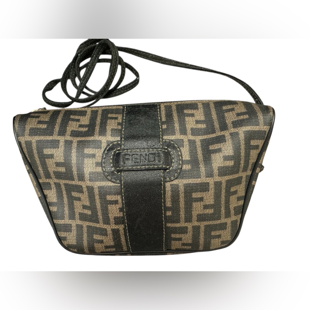 FENDI Zucca Monogram Crossbody Clutch Bag Vintage 2001 Collection Excellent Cond